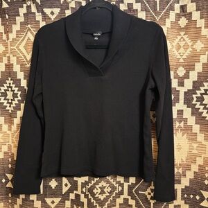 Women’s Rafaella Black Long Sleeve Top, High Quality 95% Cotton, Size Large